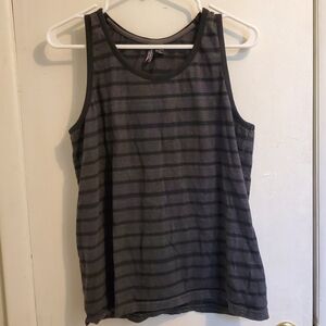 Men's gray and black striped tank top